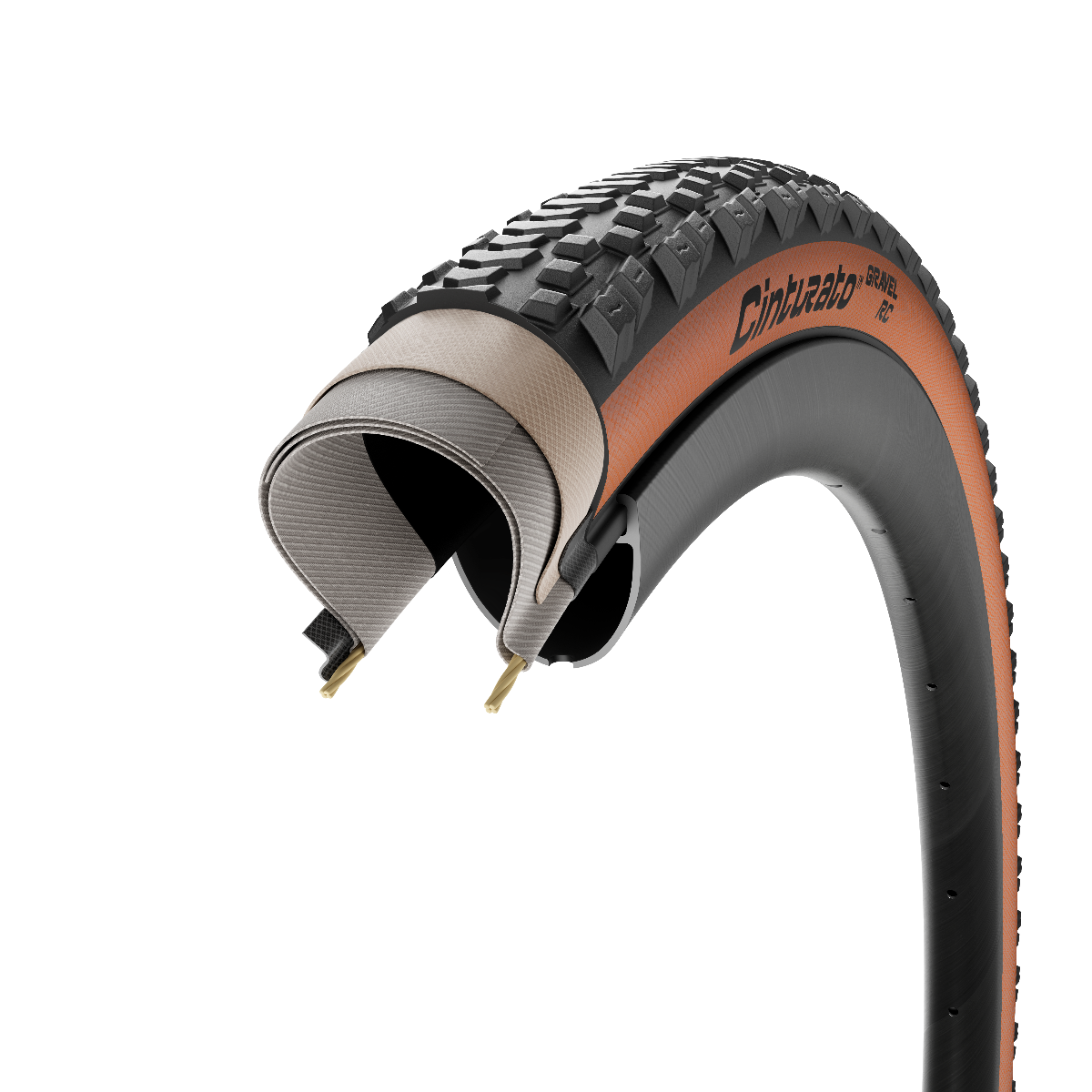 Pirelli Cinturato Gravel RC 700x45C TLR Classic - Sort/brun - 4216100